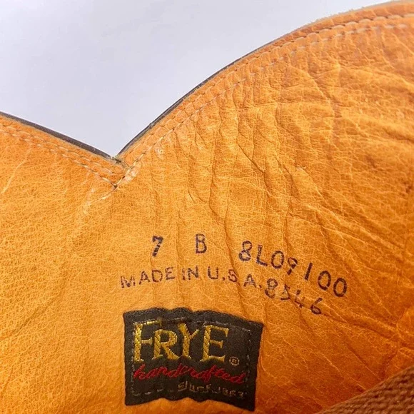 SOLD FRYE Vintage Black Label Braided Sabrina Campus Brown Western Boots 7 - Picture 7 of 8